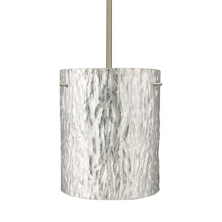 Besa Lighting Tamburo 8 Stem Pendant, Stone Silver Foil, Satin Nickel Finish, 1x11W LED 1TT-4006SS-LED-SN